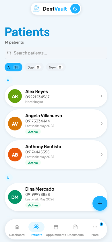 DentVault app screen